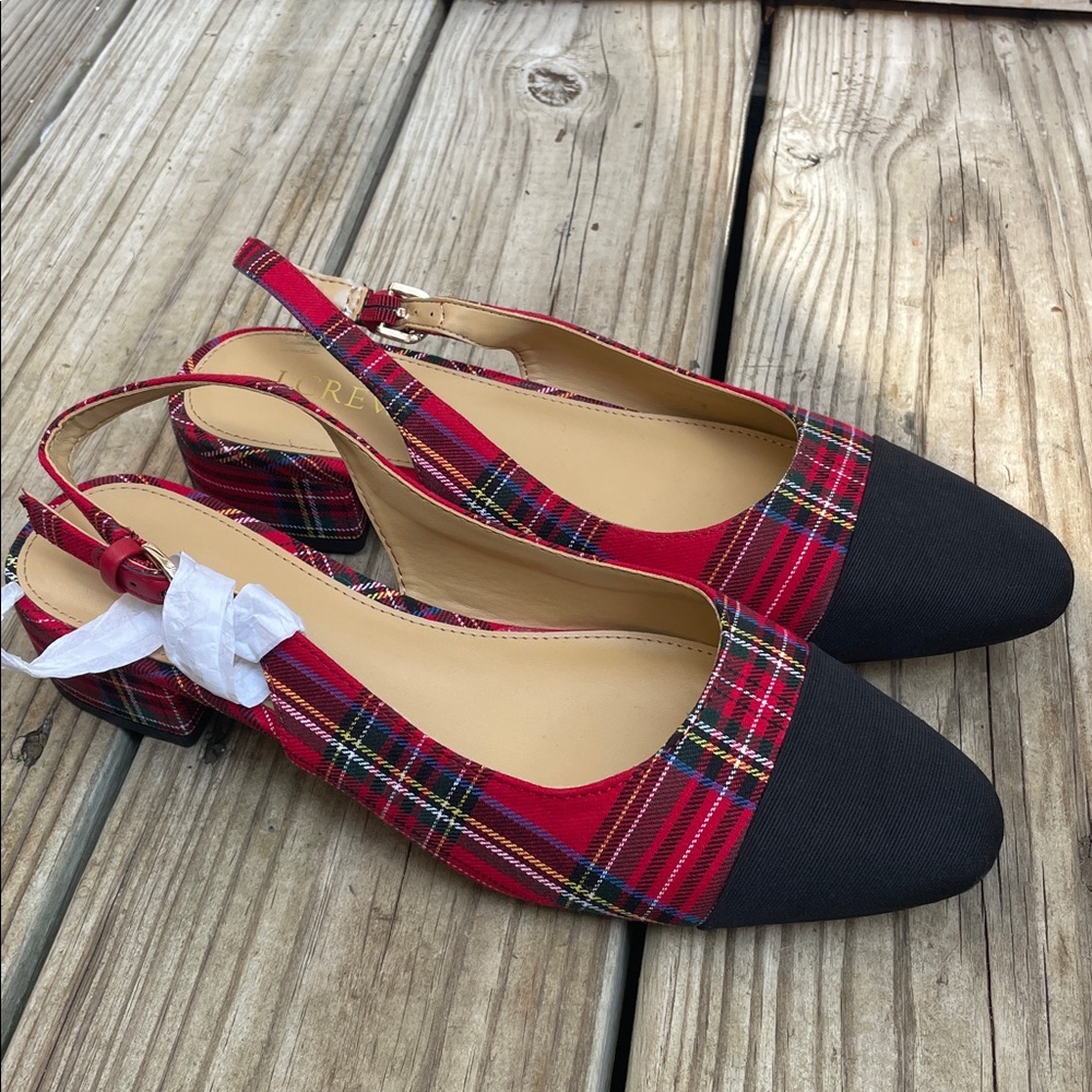 LIKE NEW: J.Crew Tartan Low-Heel Slingback Shoes Size 7.5 - Picture 13 of 13